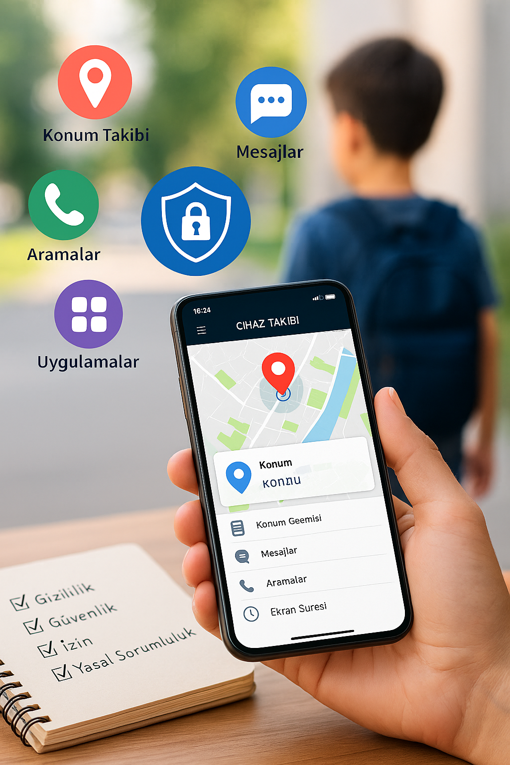 telefona yüklenen takip programı